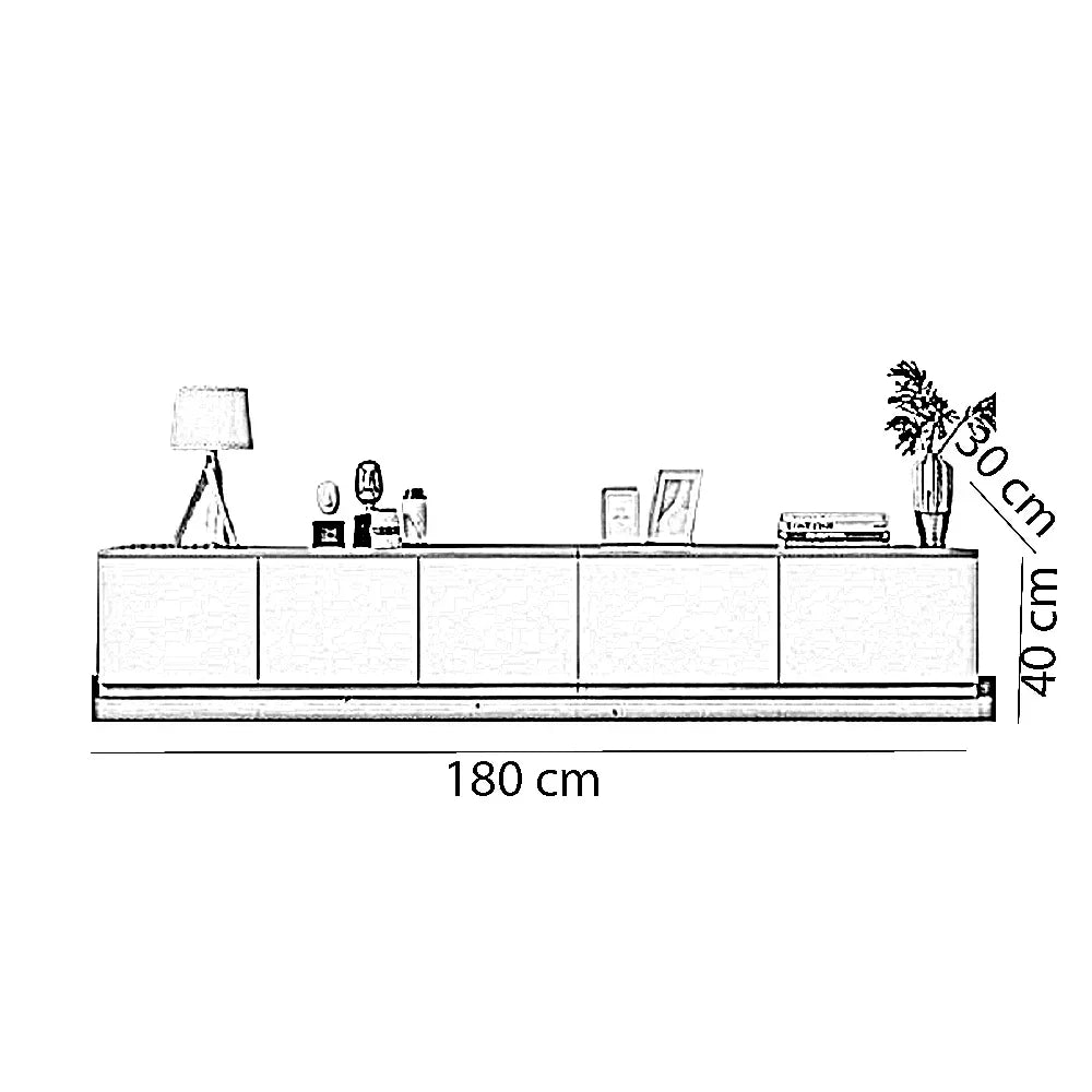 ترابيزة تليفزيون خشب ام دي اف، 180*30*40 سم