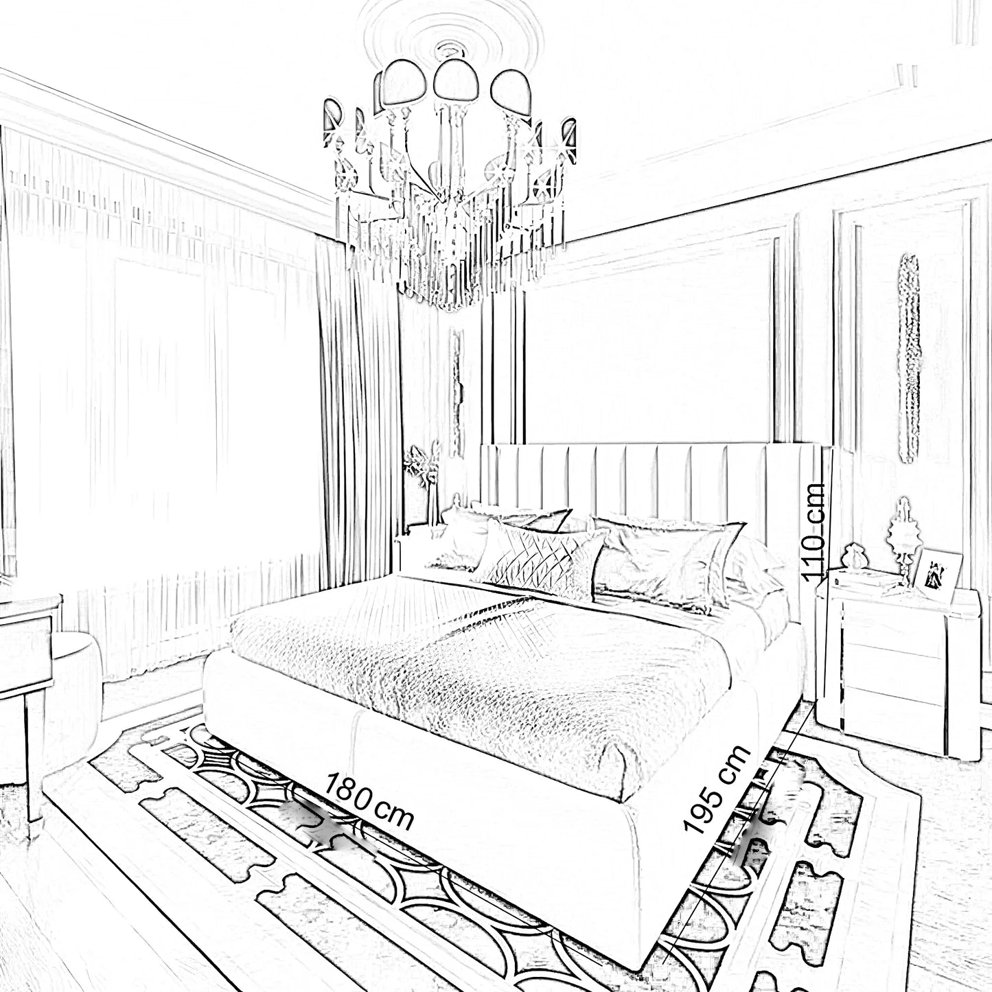 سرير سوبر كينج خشب كونتر، 180*195*110 سم