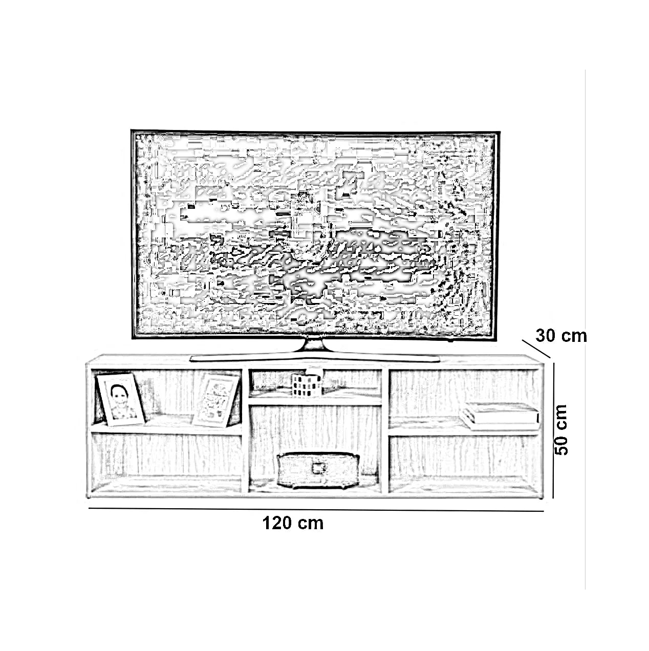 ترابيزة تليفزيون خشب ام دي اف، 120*30*50 سم