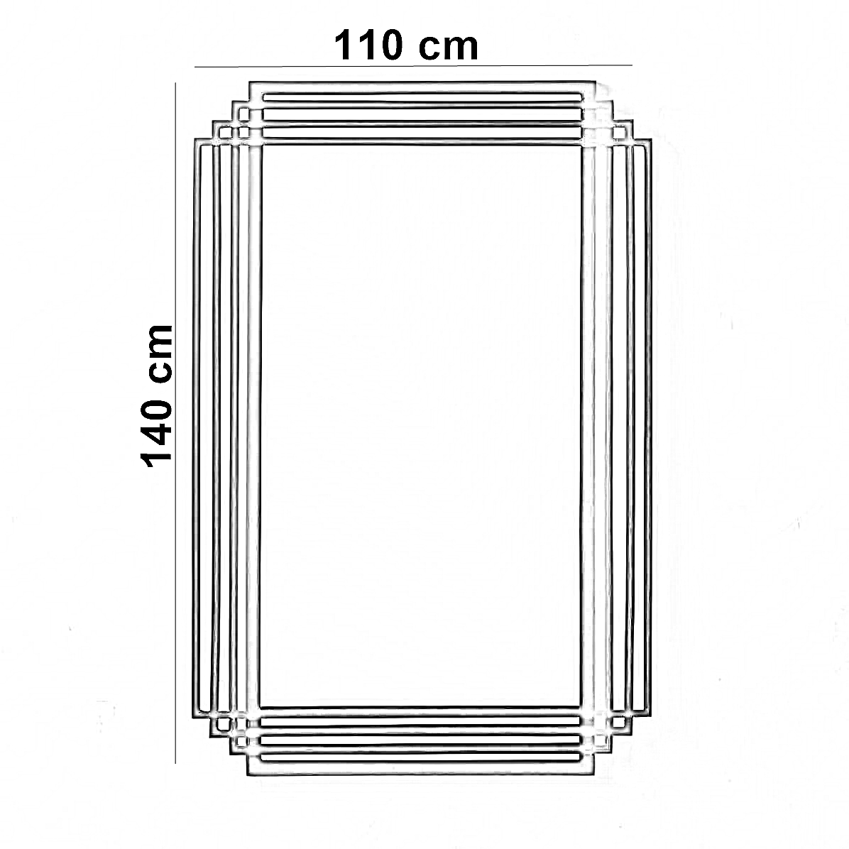 مرايا حائط بإطار ستيل، 110*140 سم