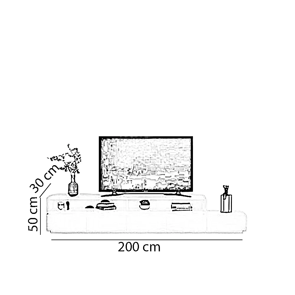 ترابيزة تليفزيون خشب ام دي اف، 200*30*50 سم