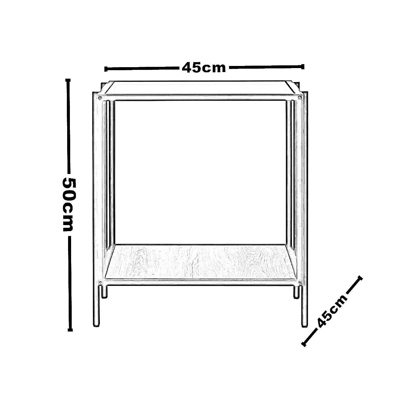 ترابيزة جانبية ستيل بسطح زجاج، 45*45*50 سم