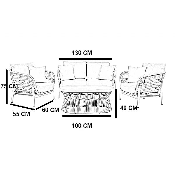 طقم خارجي ستيل و دوبار، 4 قطع