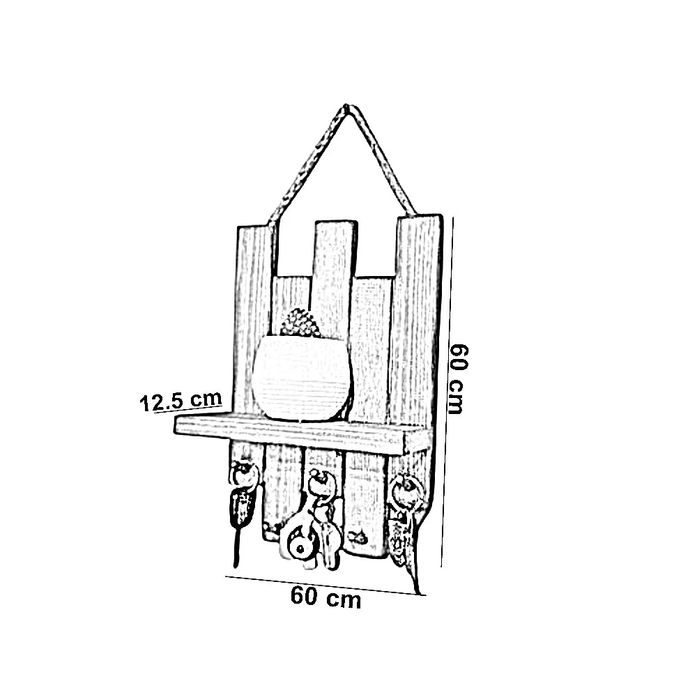 رف حائط خشب موسكي، 60*12.5*60 سم
