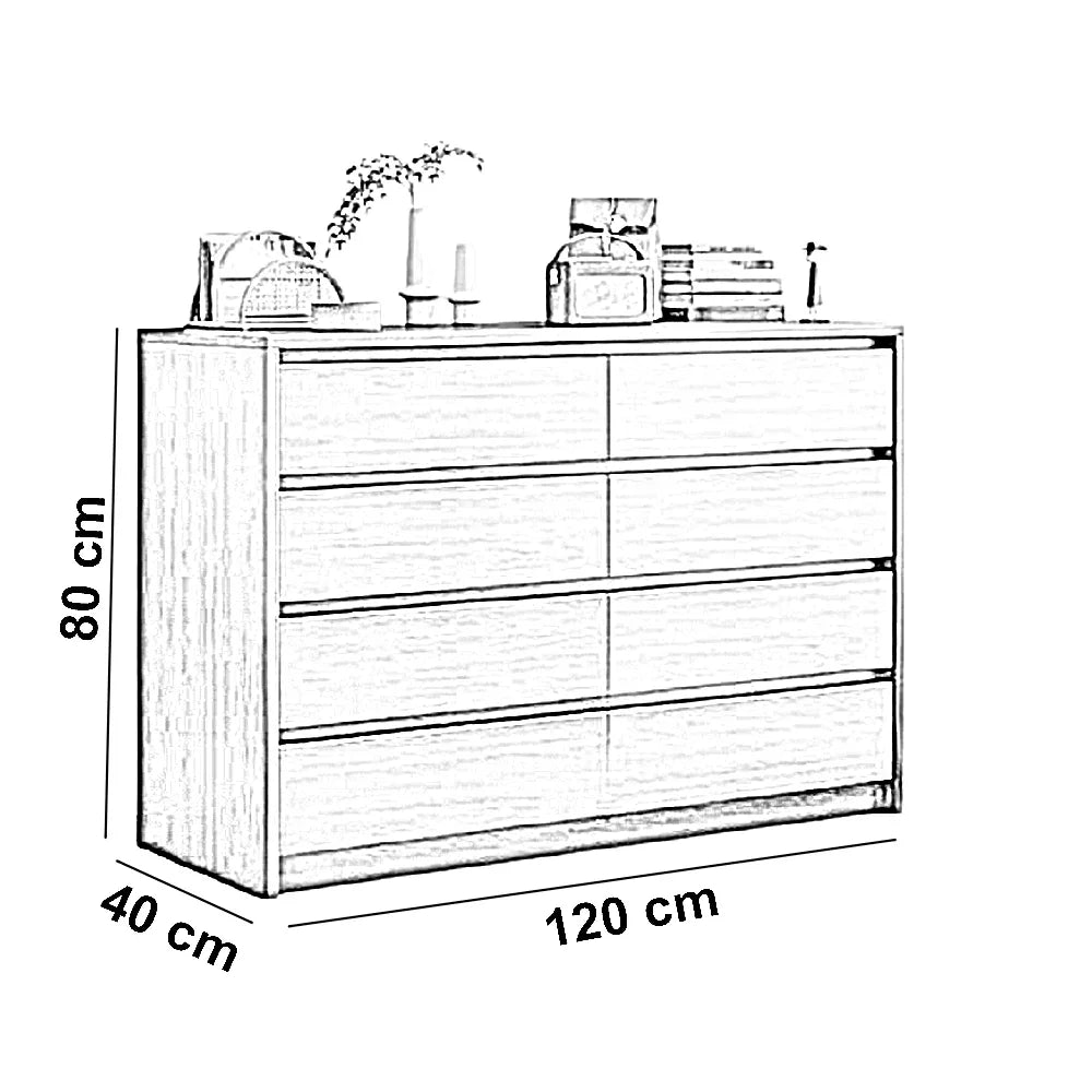 وحدة أدراج خشب ام دي اف، 120*40*80 سم