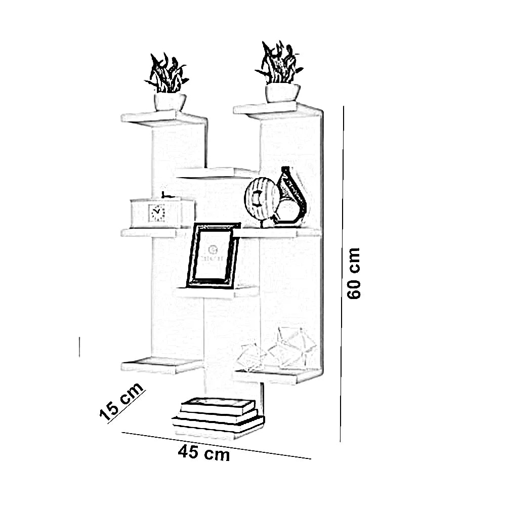 وحدة أرفف ام دي اف، 45*15*60 سم