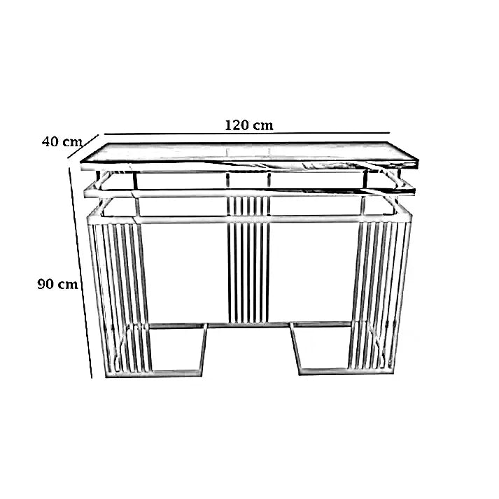 كونسول ستيل بسطح زجاج، 120*40*90 سم