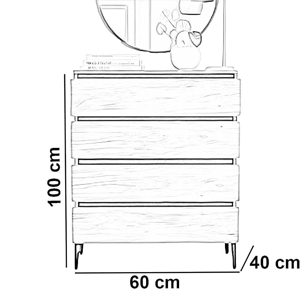 وحدة أدراج خشب ام دي اف، 60*40*100 سم