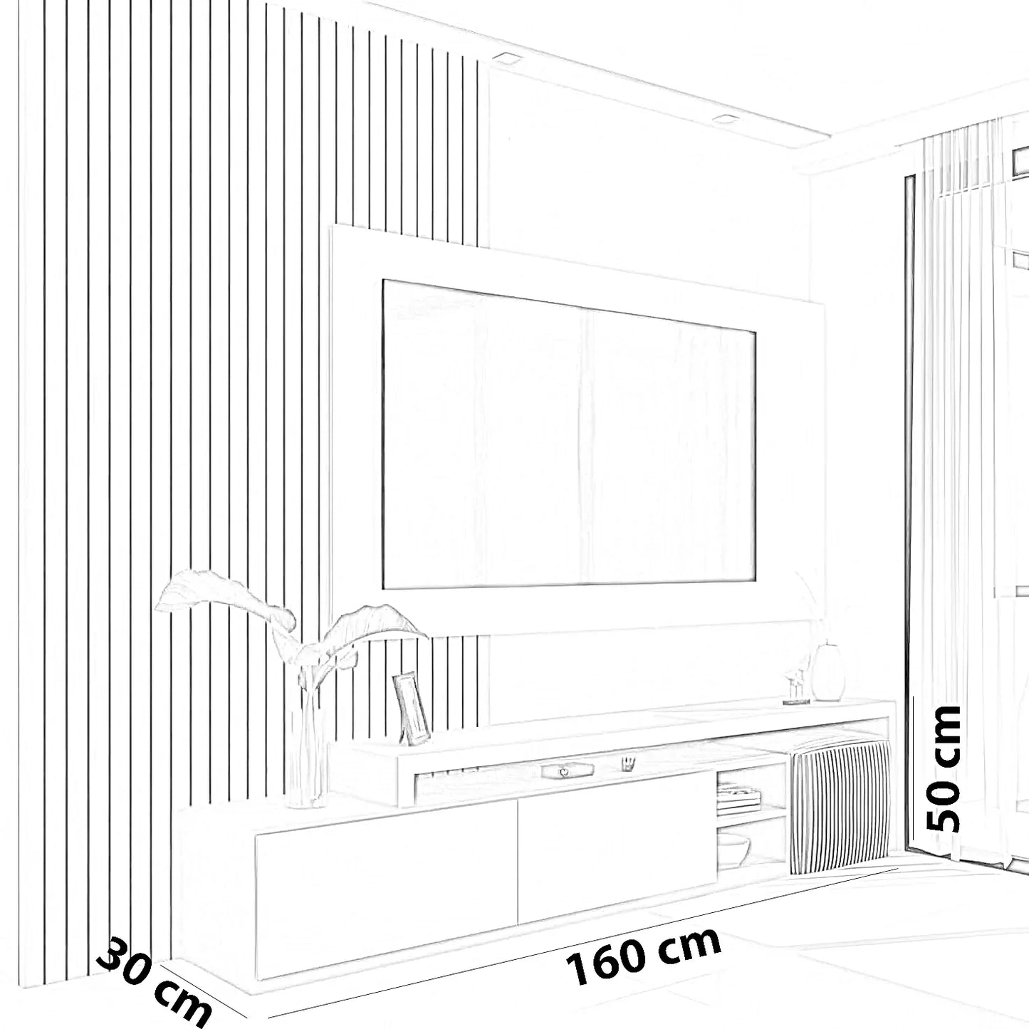 ترابيزة تليفزيون ام دي اف، 160*30*50 سم
