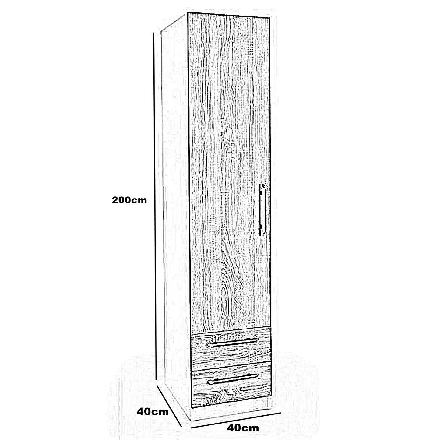دولاب خشب ام دي اف، 40*40*200 سم