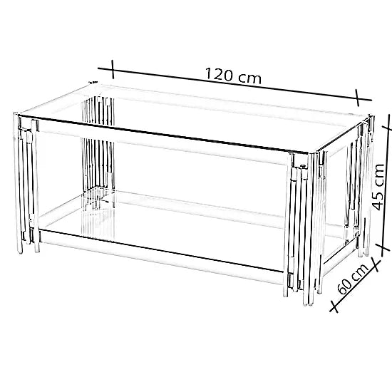 ترابيزة قهوة بسطح زجاجي، 120*60*45 سم