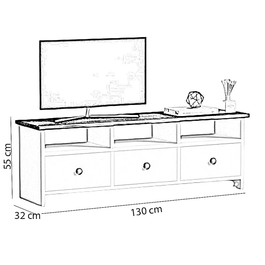 ترابيزة تليفزيون خشب ام دي اف، 130*32*55 سم