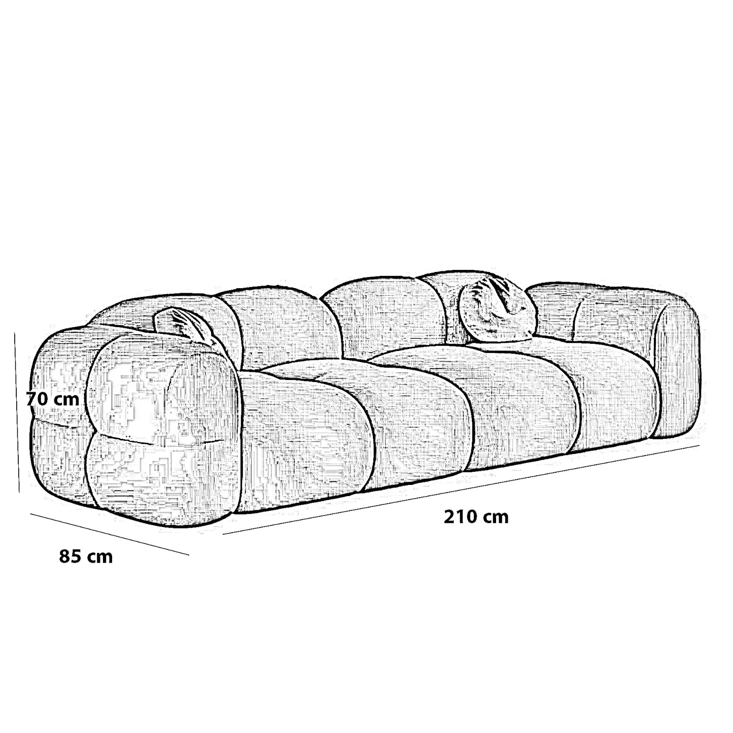 كنبة خشب طبيعي، 210*85*70 سم