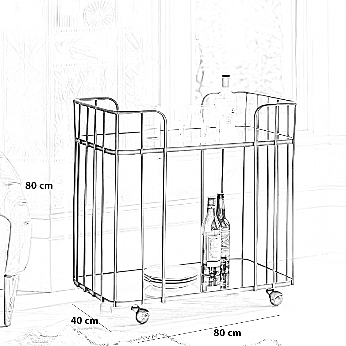 ترابيزة تقديم ستيل، 80*40*80 سم