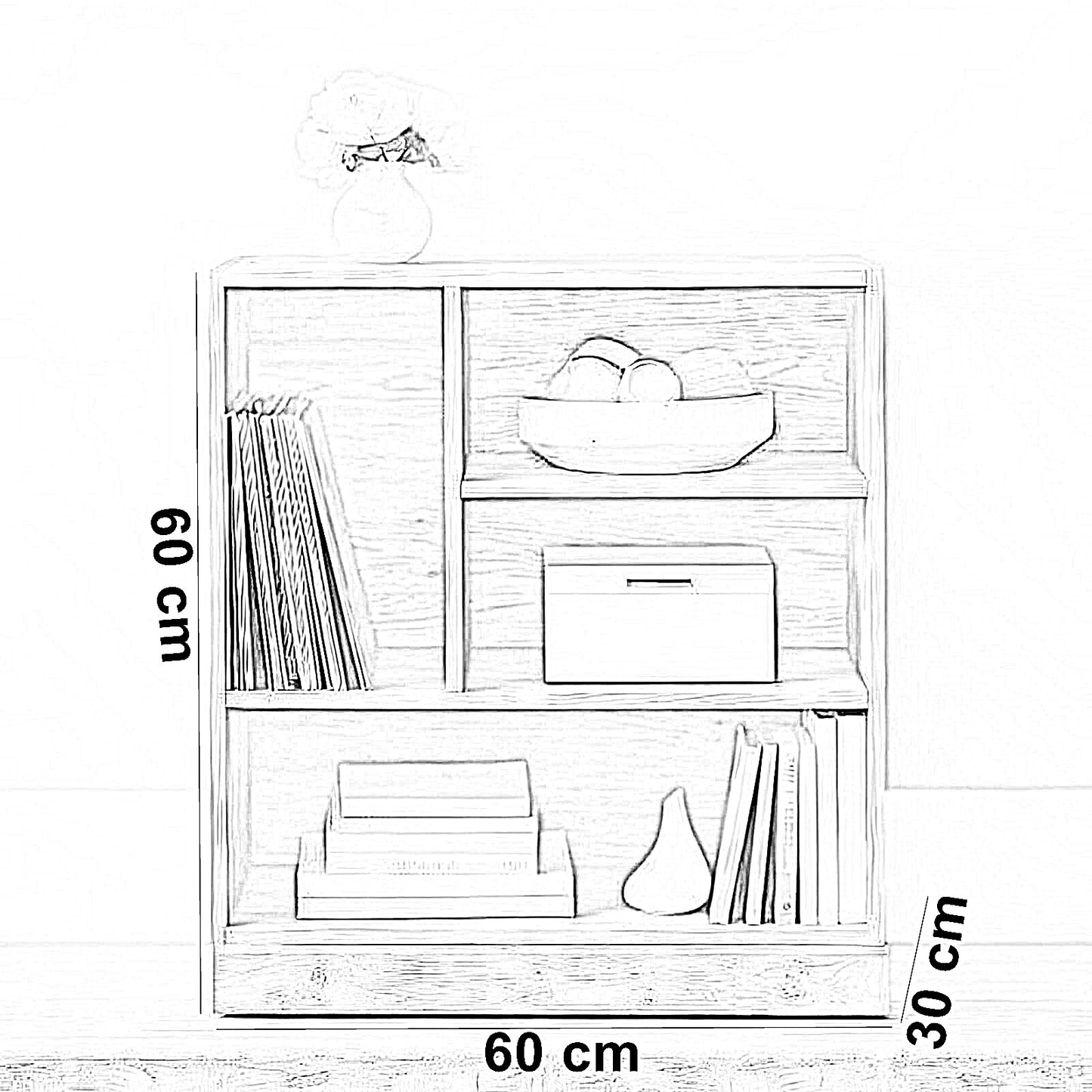 وحدة أرفف مكتبية ام دي اف تايلاندي ، 60*30*60 سم