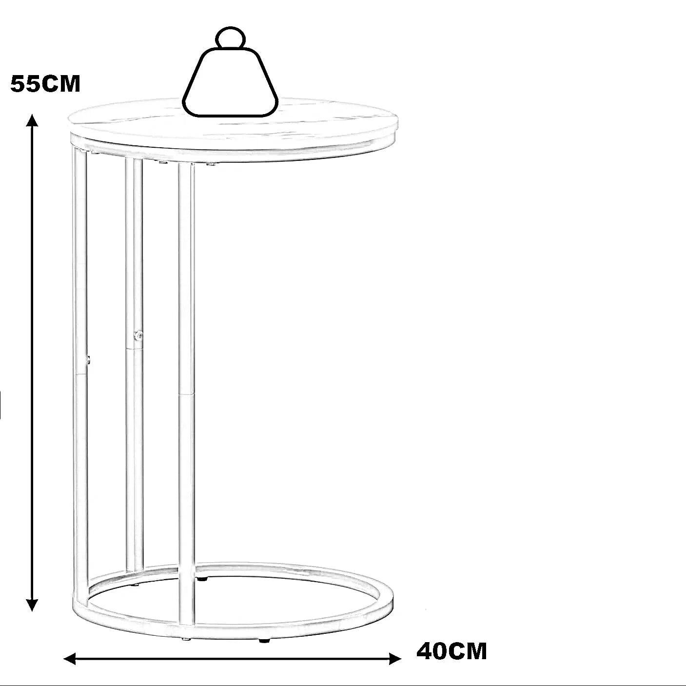 ترابيزة جانبية ستيل بسطح رخام، 40*40*55 سم