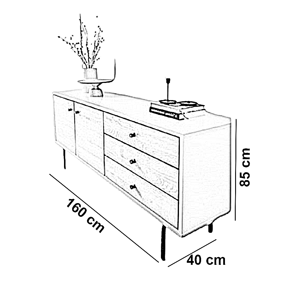 بوفيه خشب ام دي اف، 160*40*85 سم