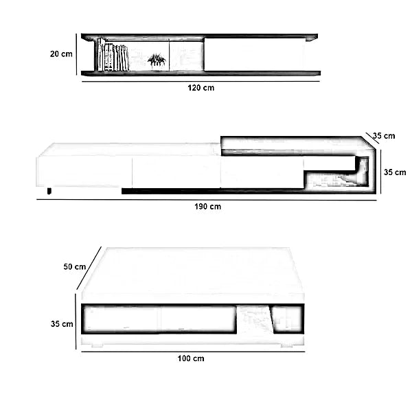 طقم ترابيزة تليفزيون مع ترابيزة قهوة، خشب ام دي اف - 3 قطع
