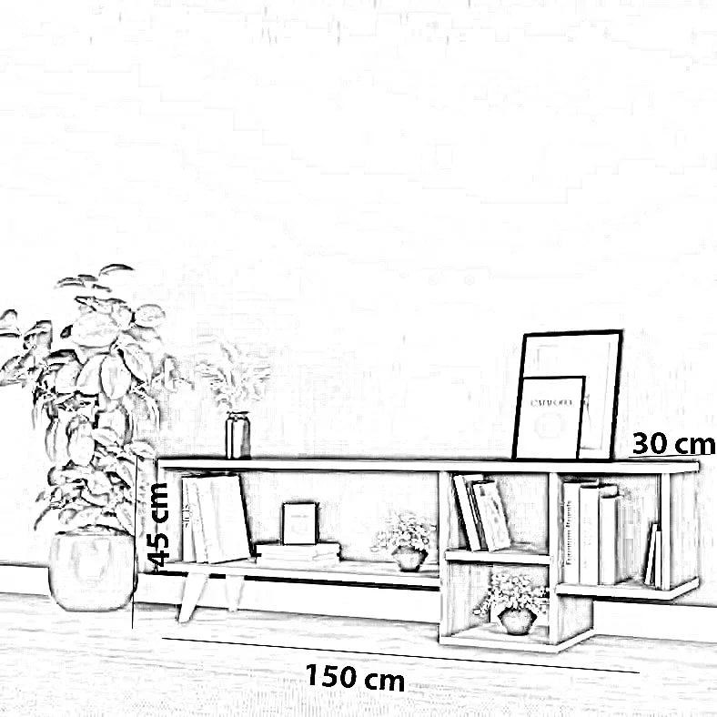 ترابيزة تليفزيون ام دي اف، 150*30*45 سم
