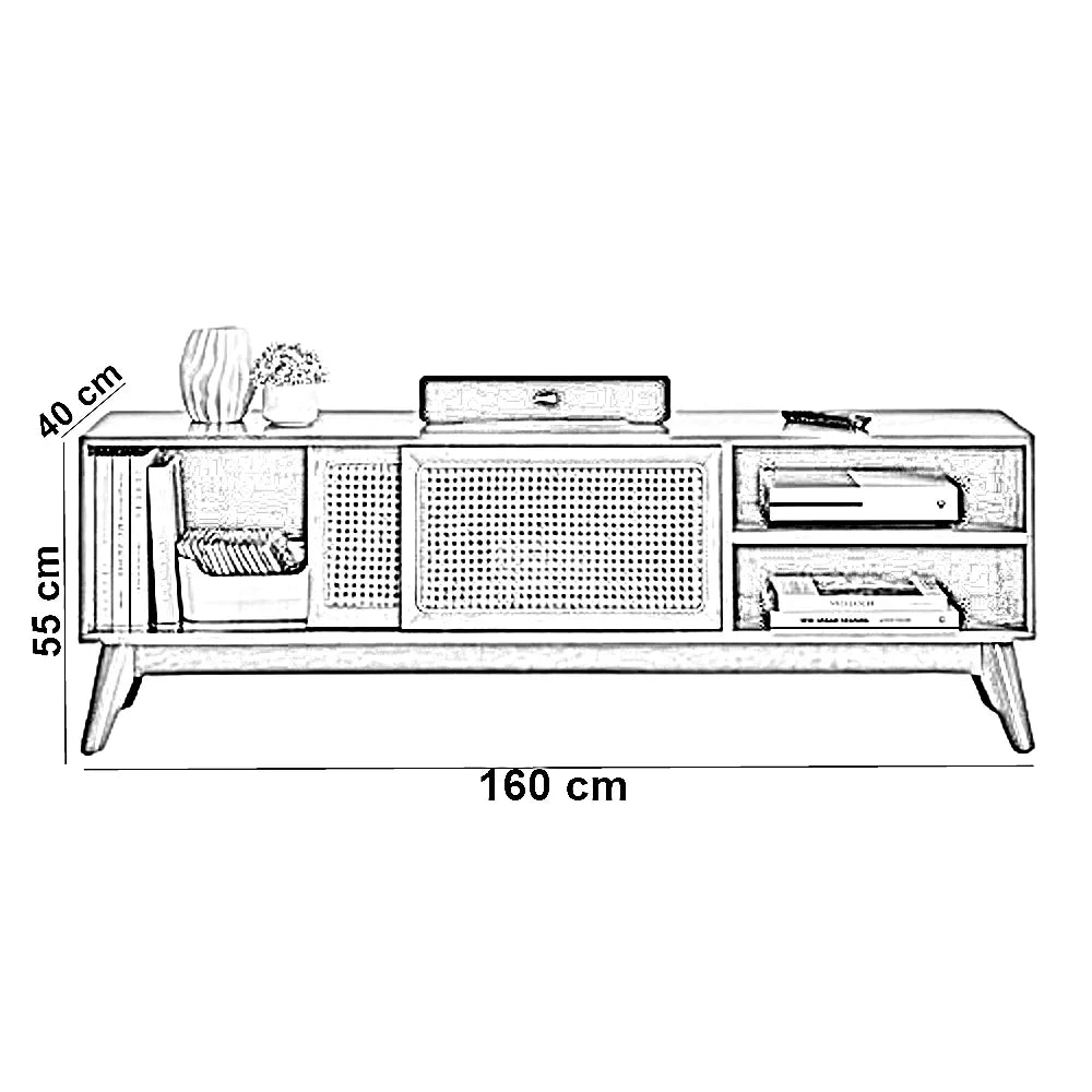 ترابيزة تليفزيون خشب كونتر، 160*40*55 سم