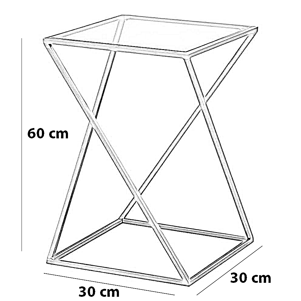 ترابيزة جانبية ستيل وزجاج، 30*30*60 سم