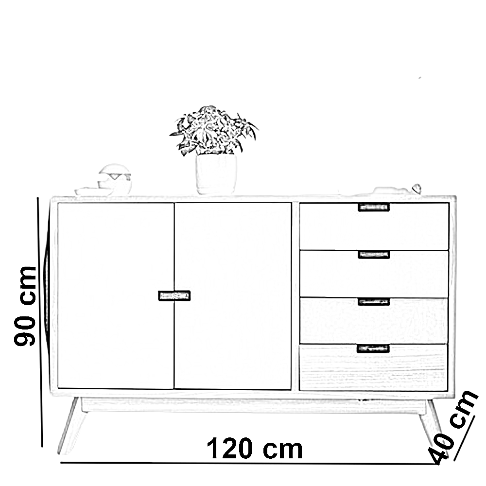 بوفيه خشب ام دي اف، 120*40*90 سم
