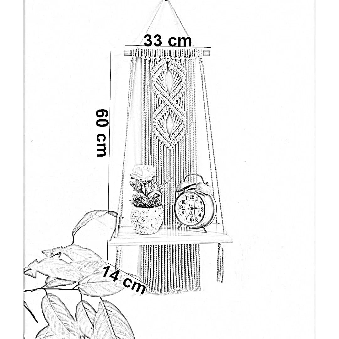 رف مكرمية قطن وموسكي، 33*14*60 سم
