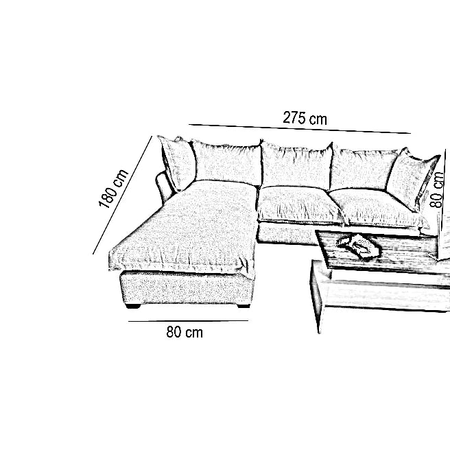 ركنة خشب زان، 275*180*80 سم