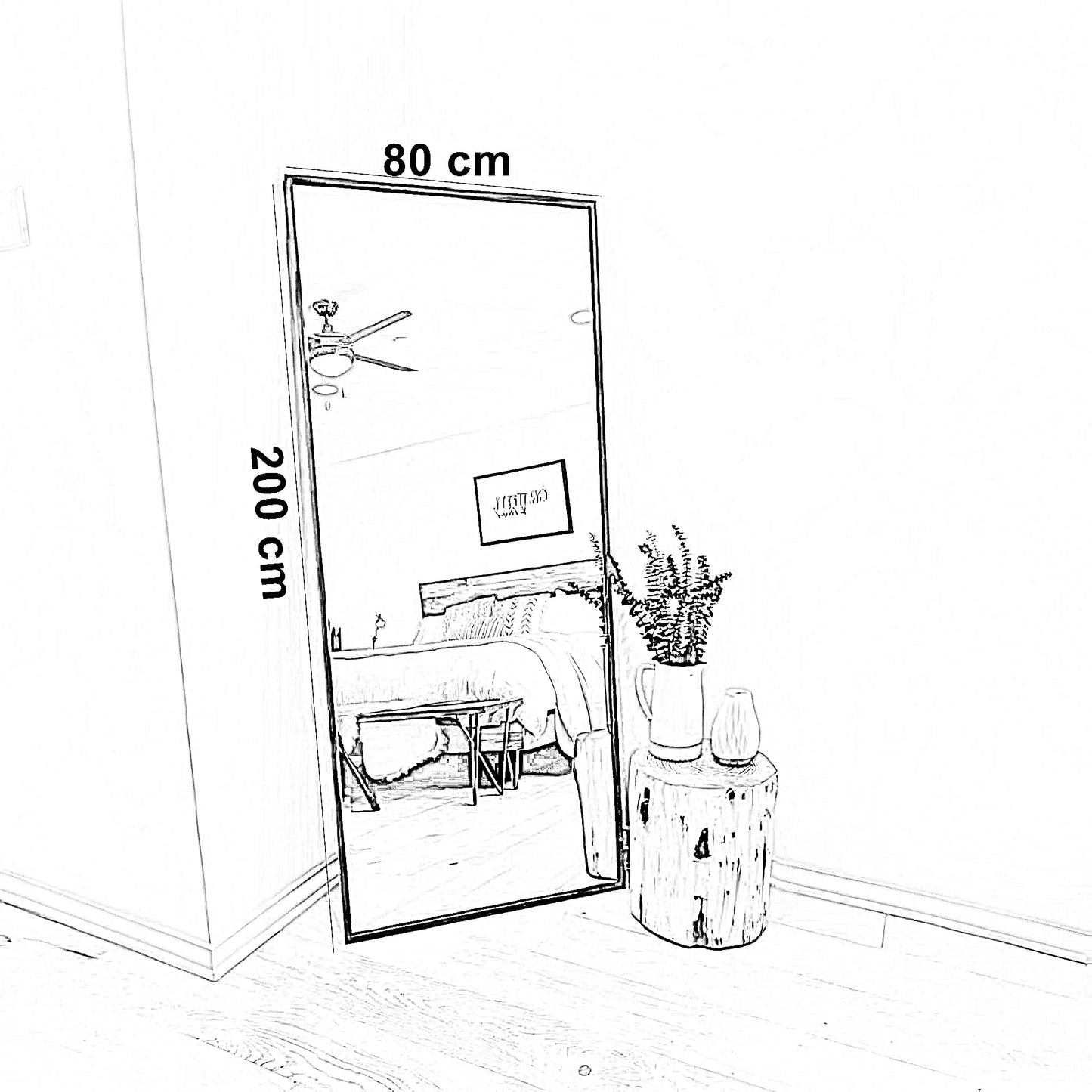 مرايا بإطار ستيل، 80*200 سم