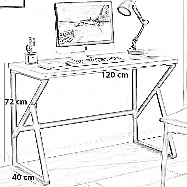مكتب معدن، 120*40*72 سم