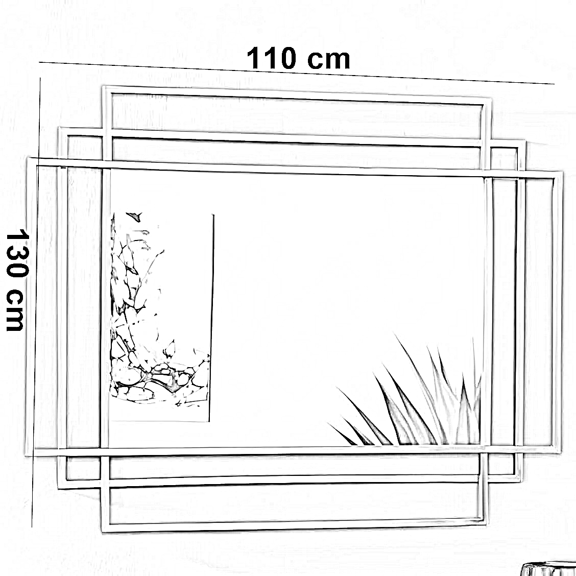 مرايا حائط بإطار ستيل، 110*130 سم