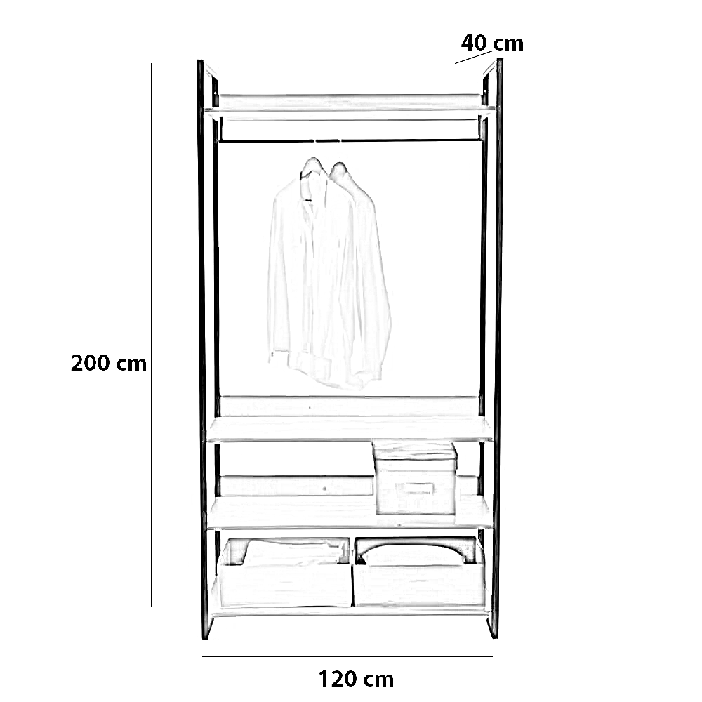 علاقه ملابس ستيل، 120*40*200 سم