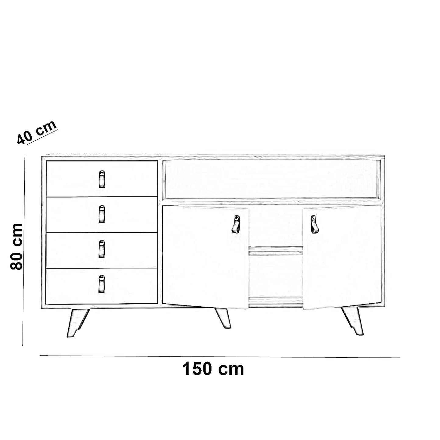 بوفيه ام دي اف، 150*40*80 سم