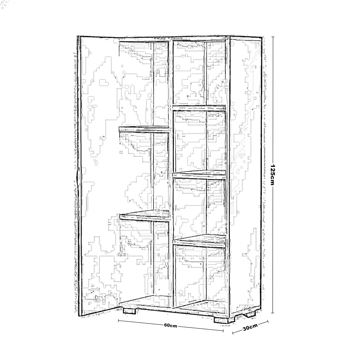 وحدة تخزين خشب ام دي اف، 60*30*125 سم