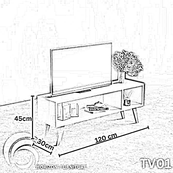 ترابيزة تليفزيون ام دي اف، 120*30*45 سم