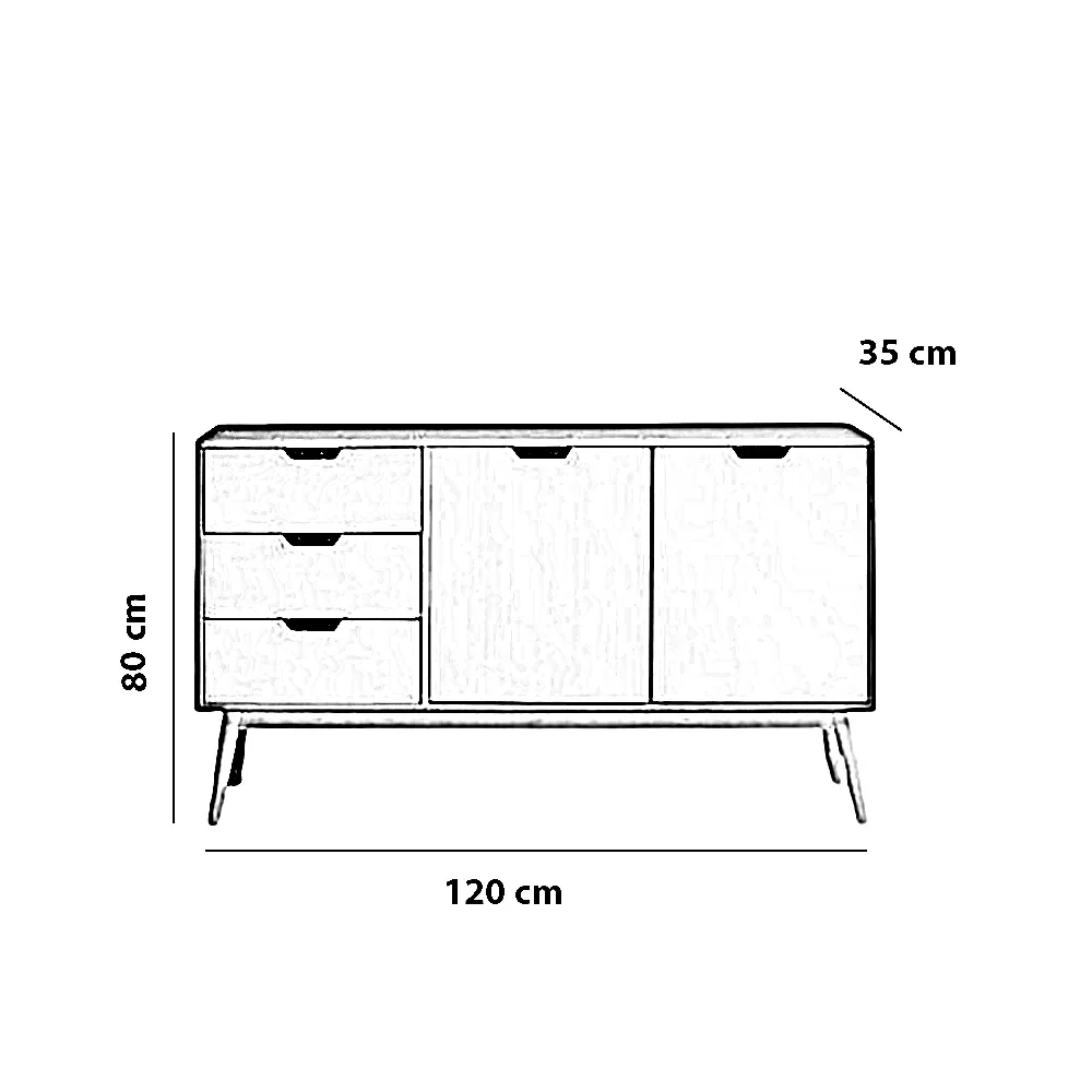 وحدة أدراج خشب كونتر وموسكي، 120*35*80 سم
