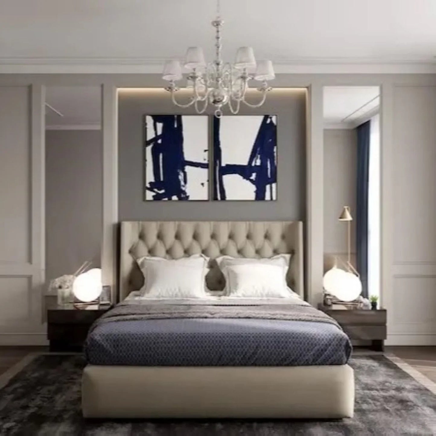 سرير سوبر كينج خشب ام دي اف وزان أحمر، 160*200*120 سم