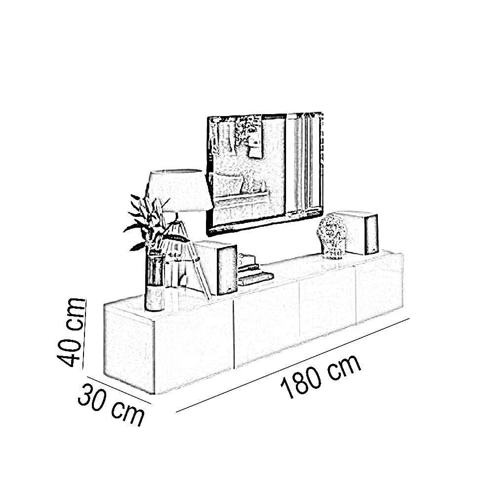ترابيزة تليفزيون خشب ام دي اف، 180*30*40 سم