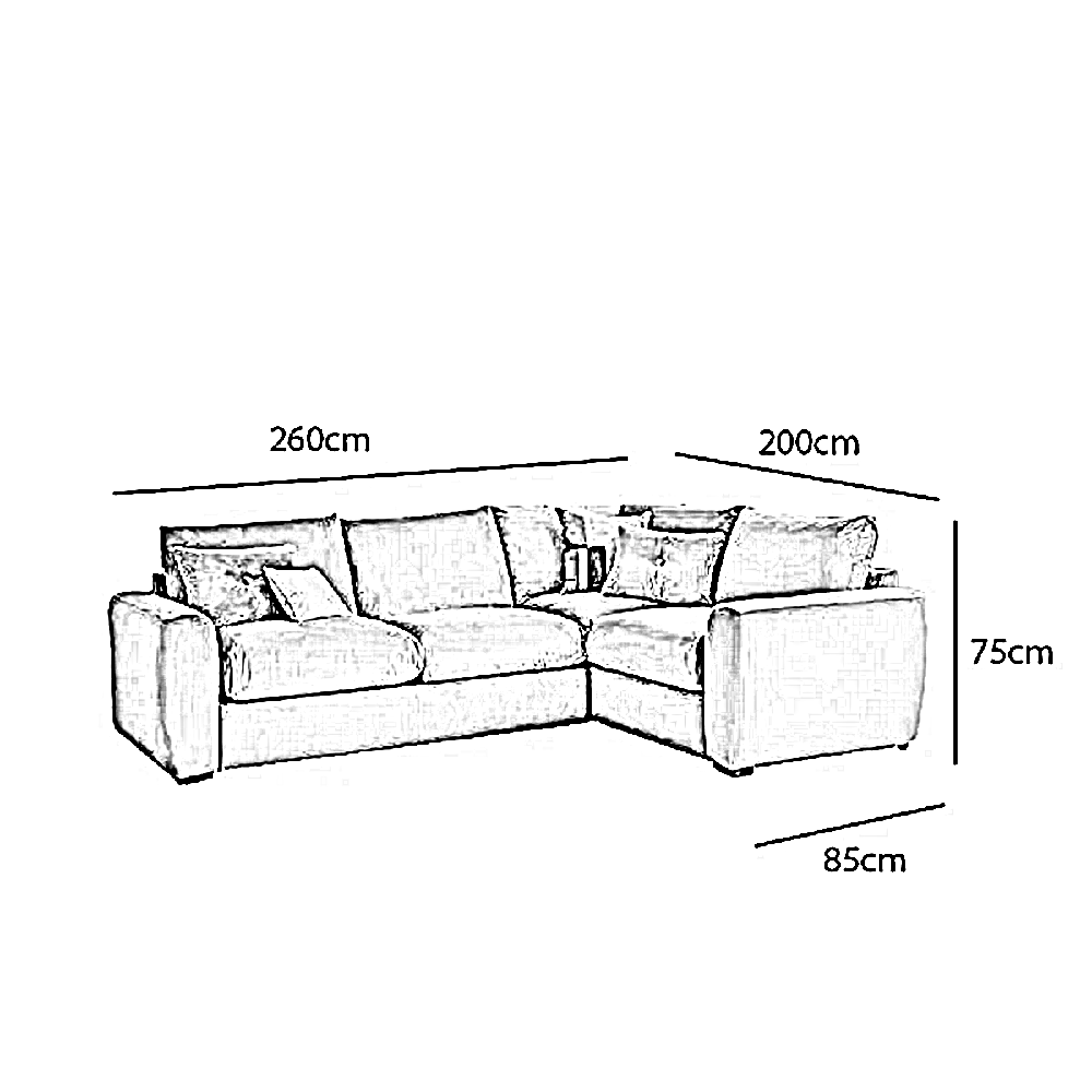 ركنة خشب زان، 260*200*75 سم