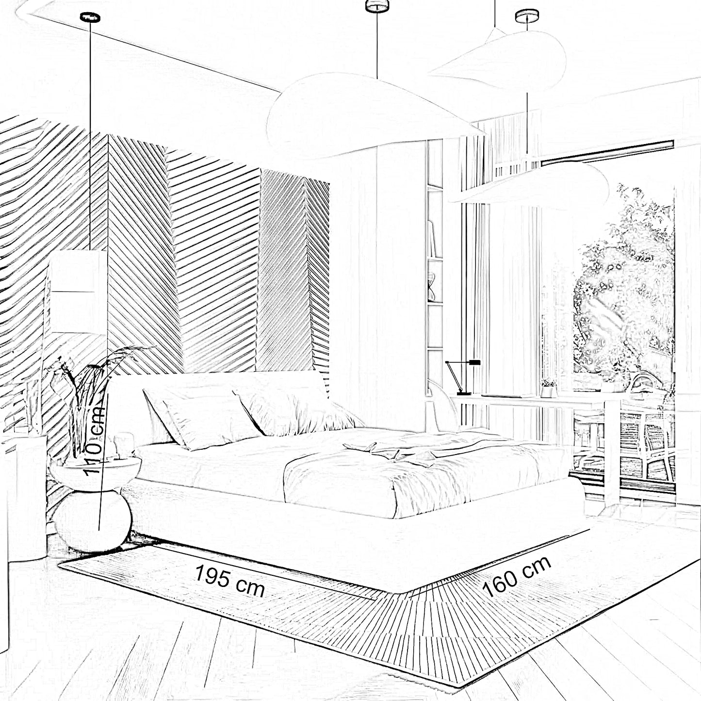 سرير كينج خشب كونتر، 160*195*110 سم