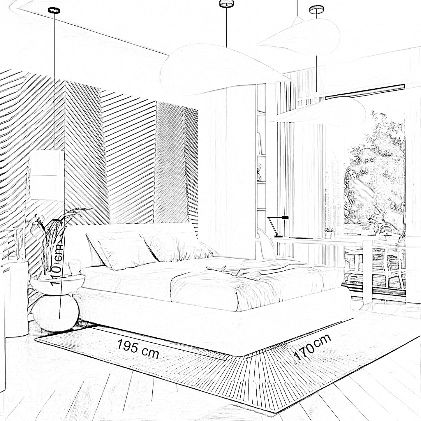 سرير كينج خشب كونتر، 170*195*110 سم