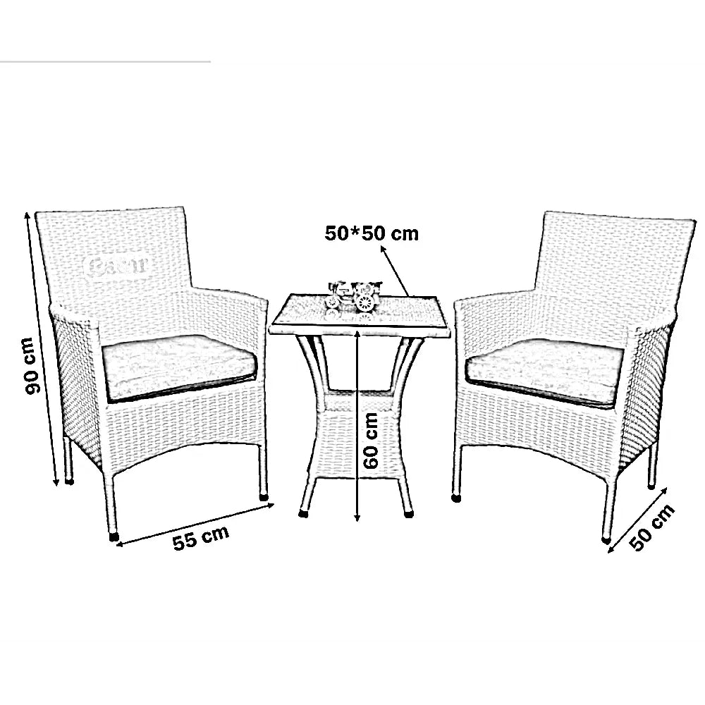 طقم للحدائق معدن و راتان، 3 قطع