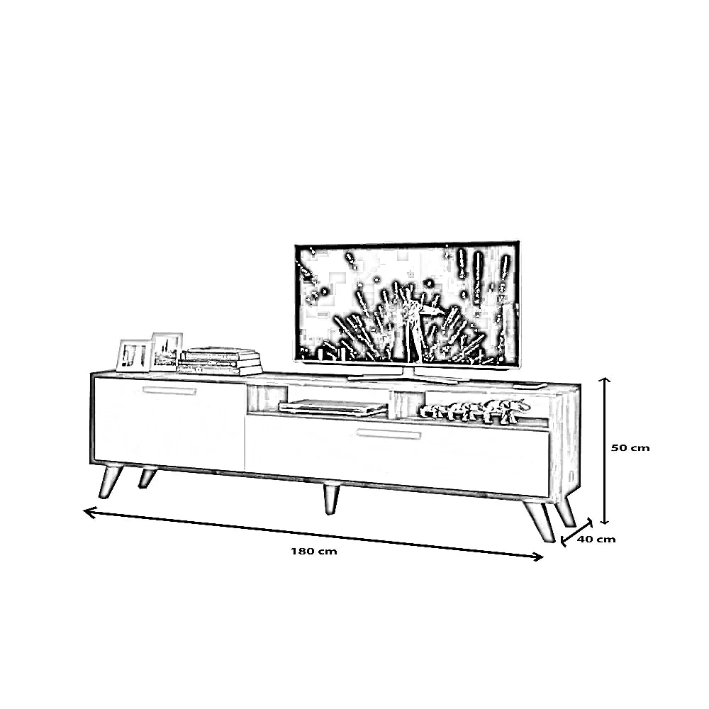 ترابيزة تليفزيون ام دي اف، 180*40*50 سم