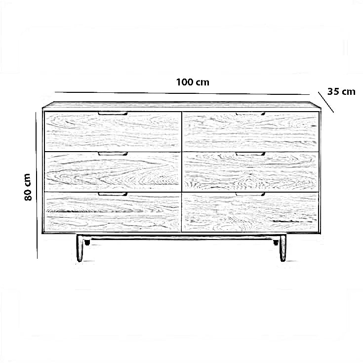 وحدة أدراج خشب كونتر و موسكي، 100*35*80 سم