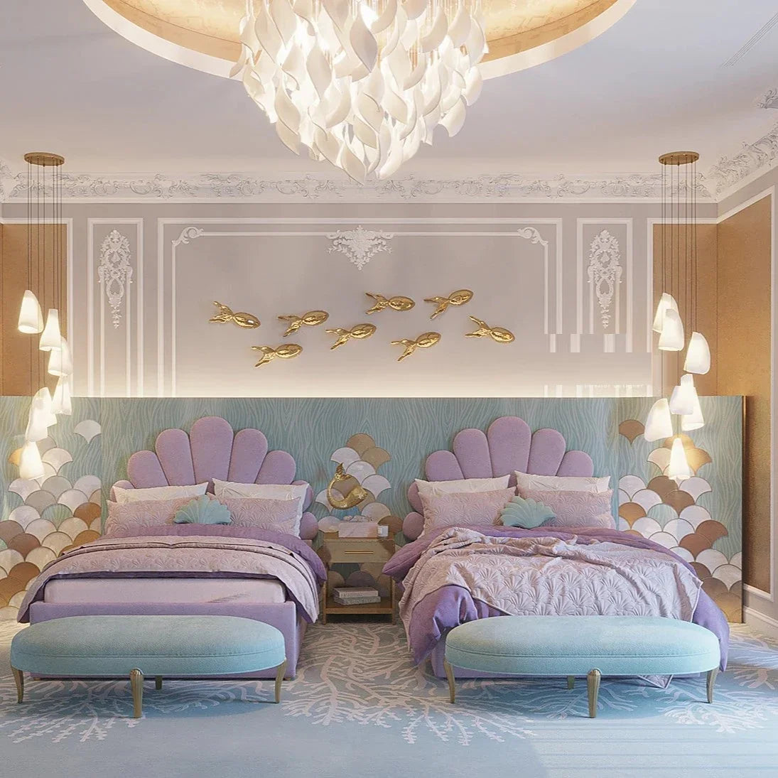 سريرين فردي خشب ام دي اف و زان، 120*200*120 سم