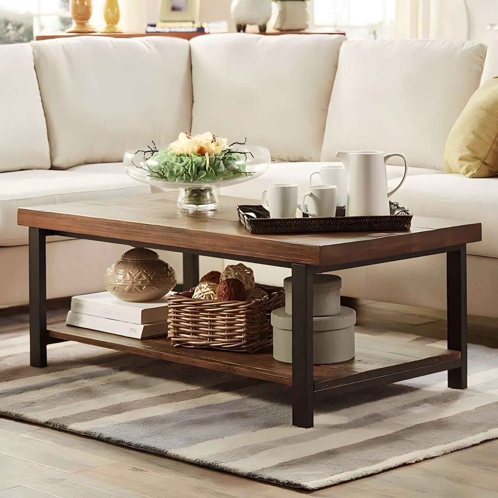 ترابيزة قهوة اسود*بني 50*100*45 سم - ROW4 Iron Wood