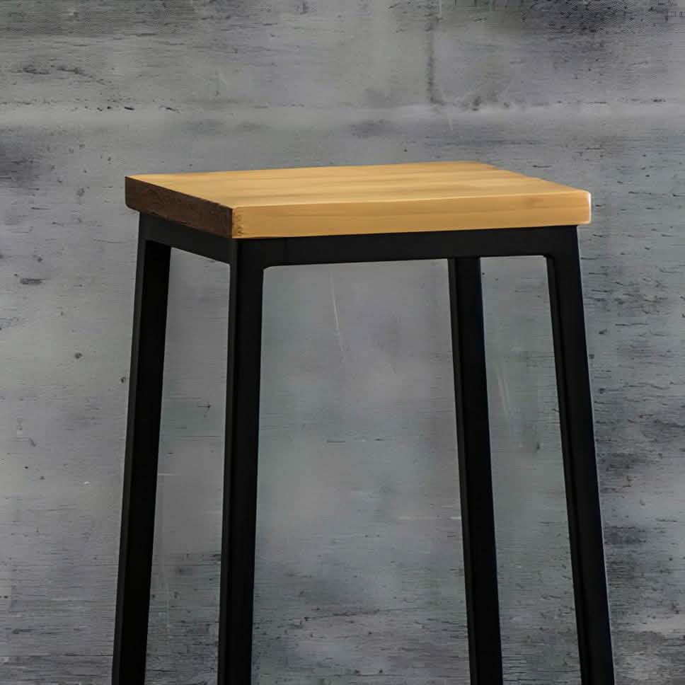 كرسي بار اسود وبيج 35*35*75 سم - ROW2 (Copy) Iron Wood