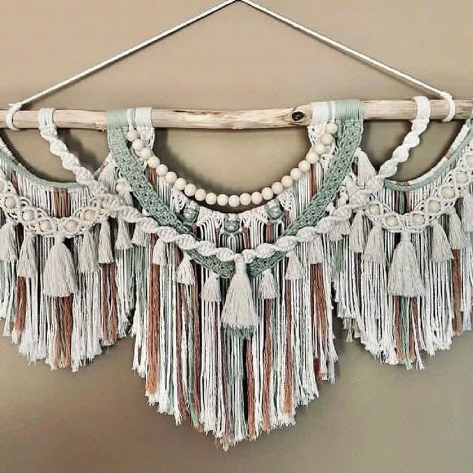 مكرمية حائط خشب، 150*90 سم