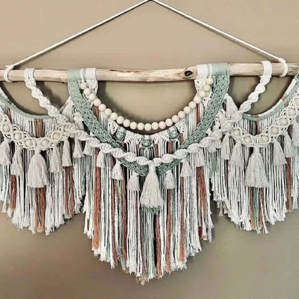 مكرمية حائط خشب، 150*90 سم