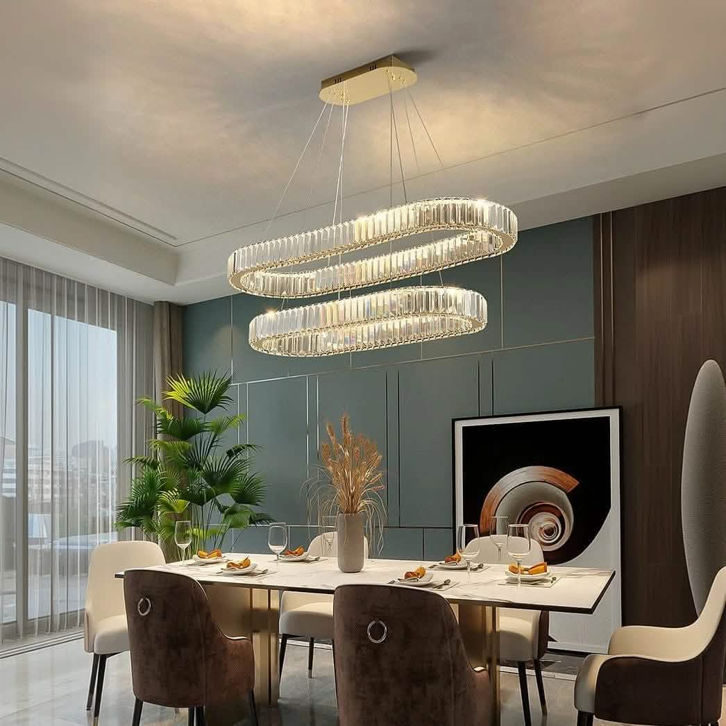 نجفة ستيل - كريستال، 85*65 سم- ذهبي 